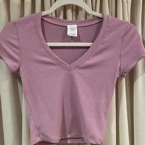 Pink V-neck crop top